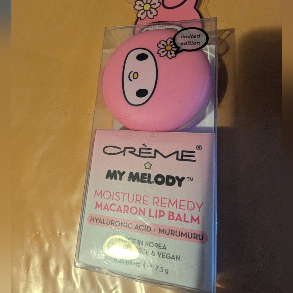 New Crème Shop Macaron Lip Balm My Melody Peach Blossom Lip Balm Limited Edition